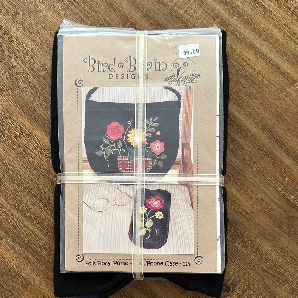 Folk Floral Wool Cottagecore Purse Set New - Picture 2 of 16